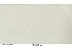 Cheval Blanc quartz. Low range stock quartz with brown and taupe colored veining on a warm/ off-white swirly base.