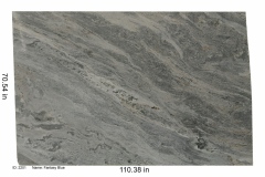 Fantasy Blue 2201 hard marble.  Waves of vibrant blue over light blue and variations of gray. This stone will look great in any kitchen or bathroom and compliments white and gray color schemes.  Low price range.