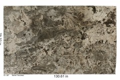 Nouveau granite.  Creamy bedrock with large deposits of quartz , mica and black minerals.  This slab has so much sparkle and would add to the "wow" factor of any area.  Low-mid price range